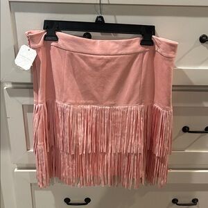Altar'd State Blush Fringe Mini Skirt